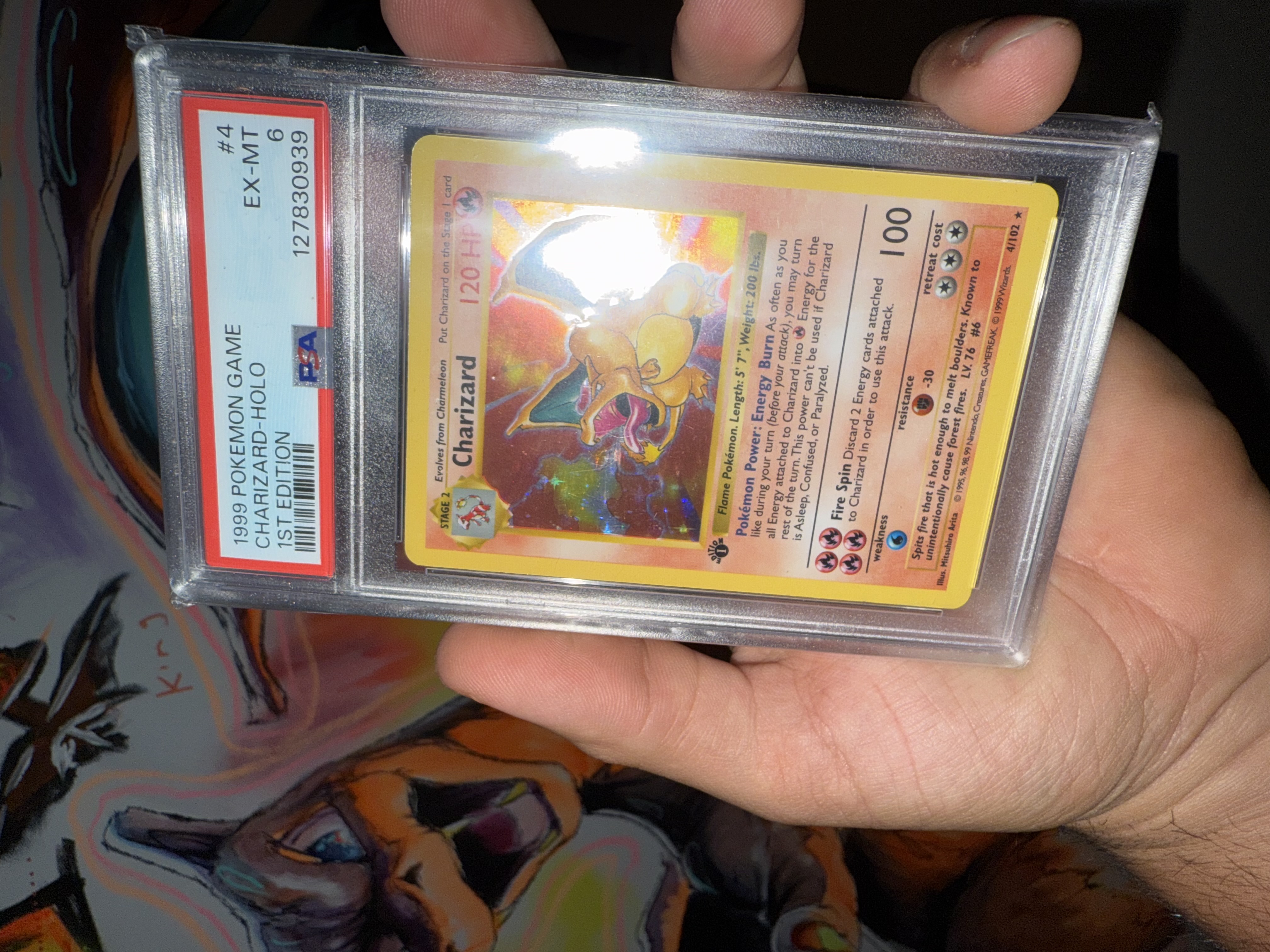 1999 Pokémon Charizard Holo 1st Edition #4/102 – PSA 6 EX-MT